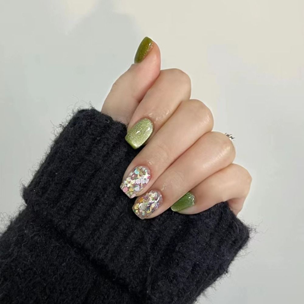 Nail Art Full Cat Eye - 24PCS Reusable Cat Eye Press on