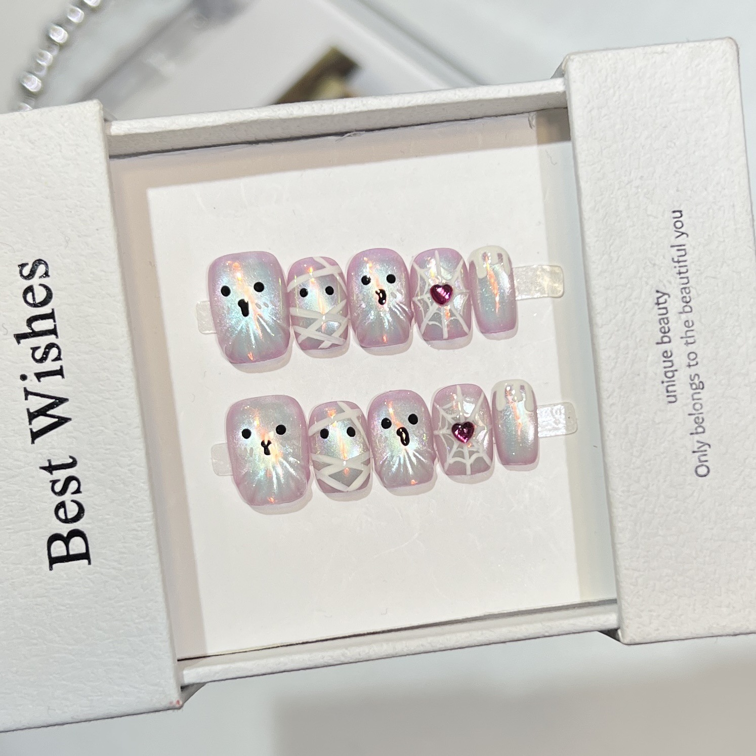 Nail Art Full Cat Eye - 10pcs Handmade Short Press on Nails