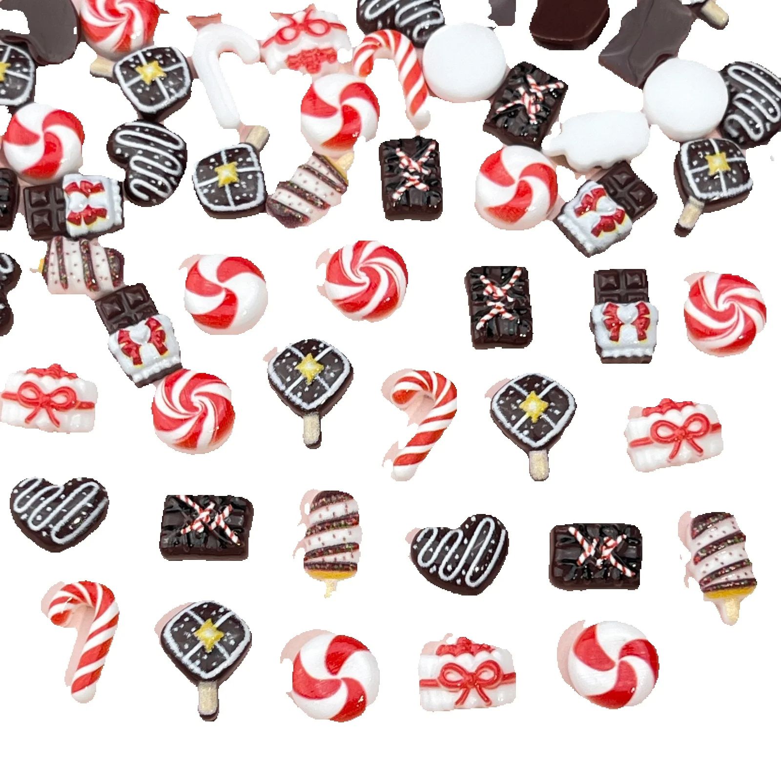 Nail Art Motif - 50pcs Resin Mini Christmas chocolate Decor