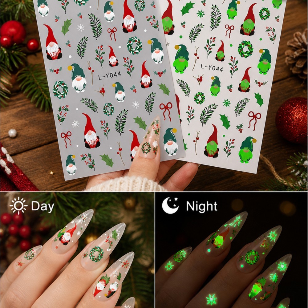 2Pcs Christmas Glow‑in‑the‑Dar - огляд і ціна Nail Art Xmas Stickers