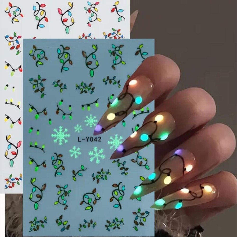2Pcs Christmas Glow‑in‑the‑Dar - огляд і ціна Nail Art Xmas Stickers