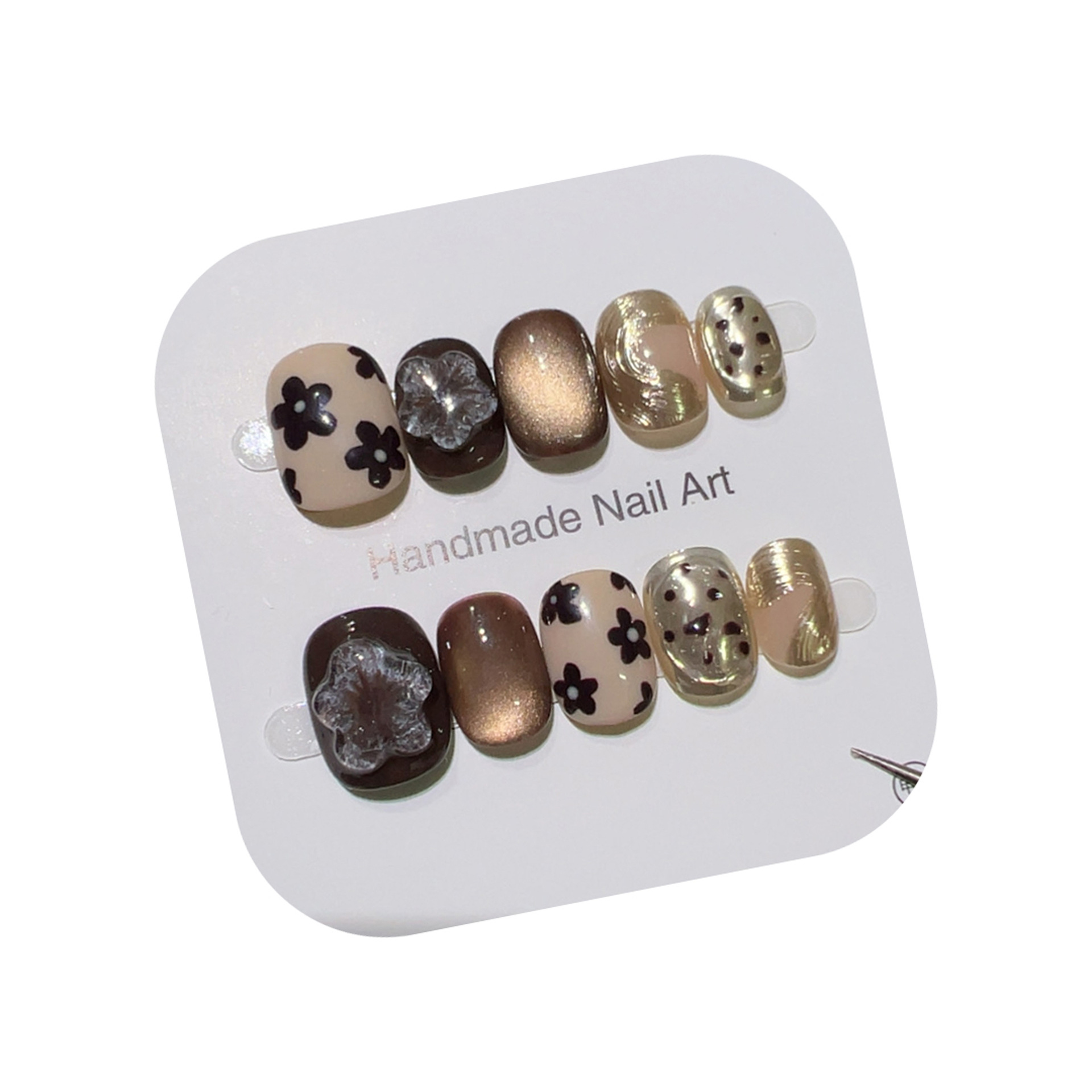 10pcs Handmade Short Press on  - огляд і ціна Nail Art Full Cat Eye