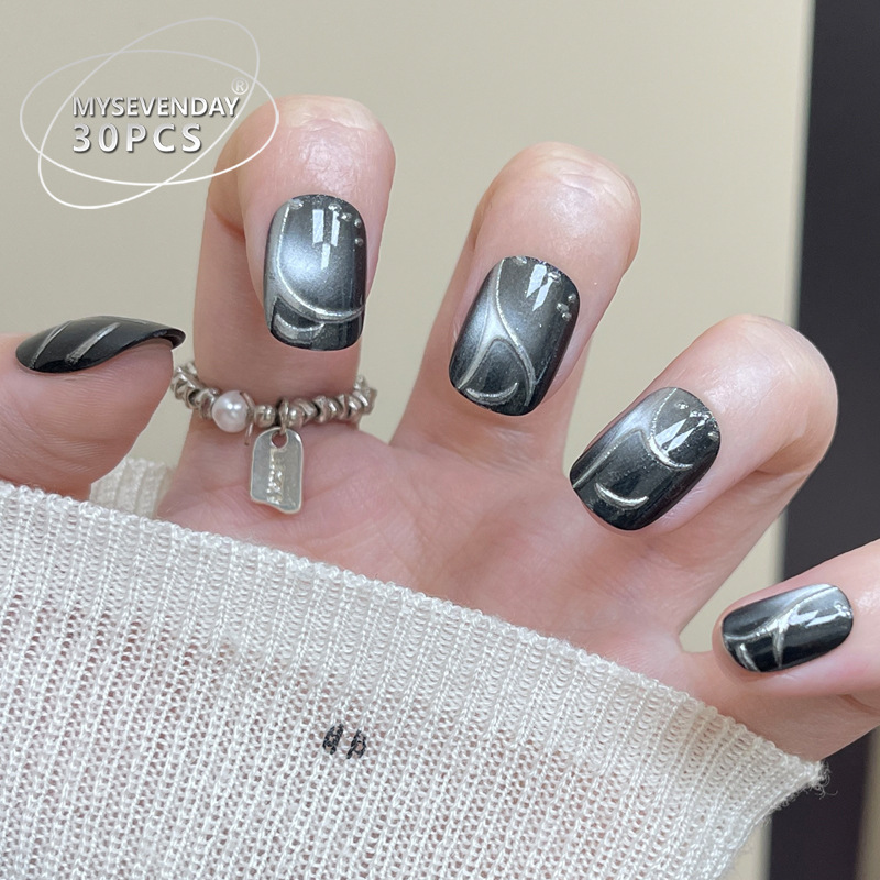 30 pieces French handmade blac - огляд і ціна Nail Art Full Cat Eye