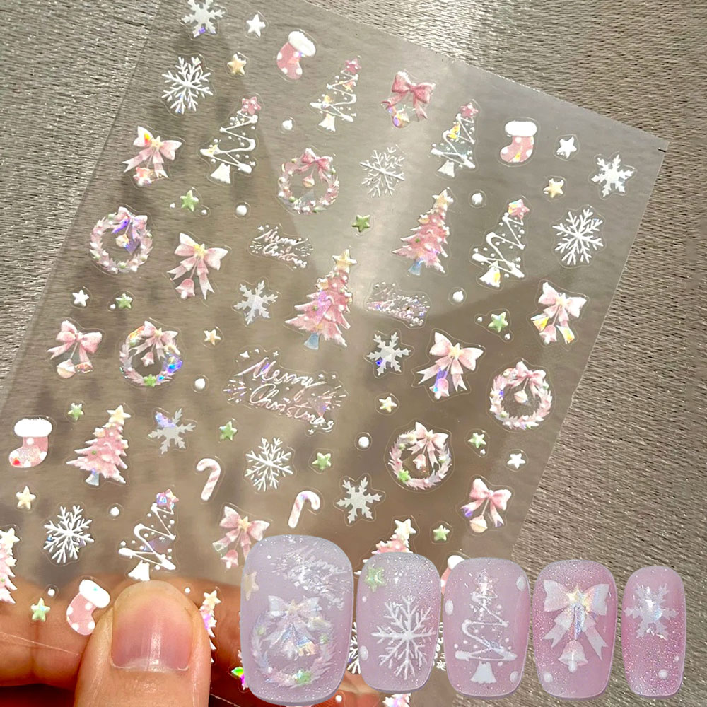 1pcs Aurora Pink Christmas Tre - огляд і ціна Nail Art Xmas Stickers