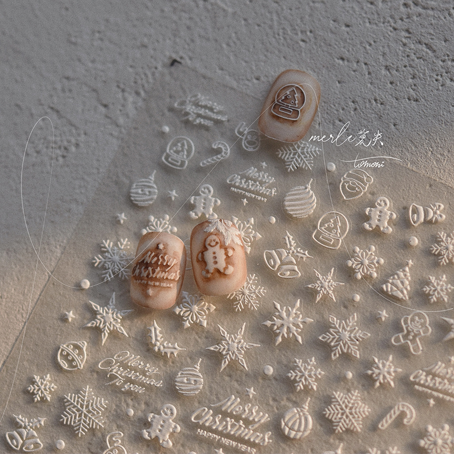 5D Relief Pure White Merry Chr - огляд і ціна Nail Art Xmas Stickers