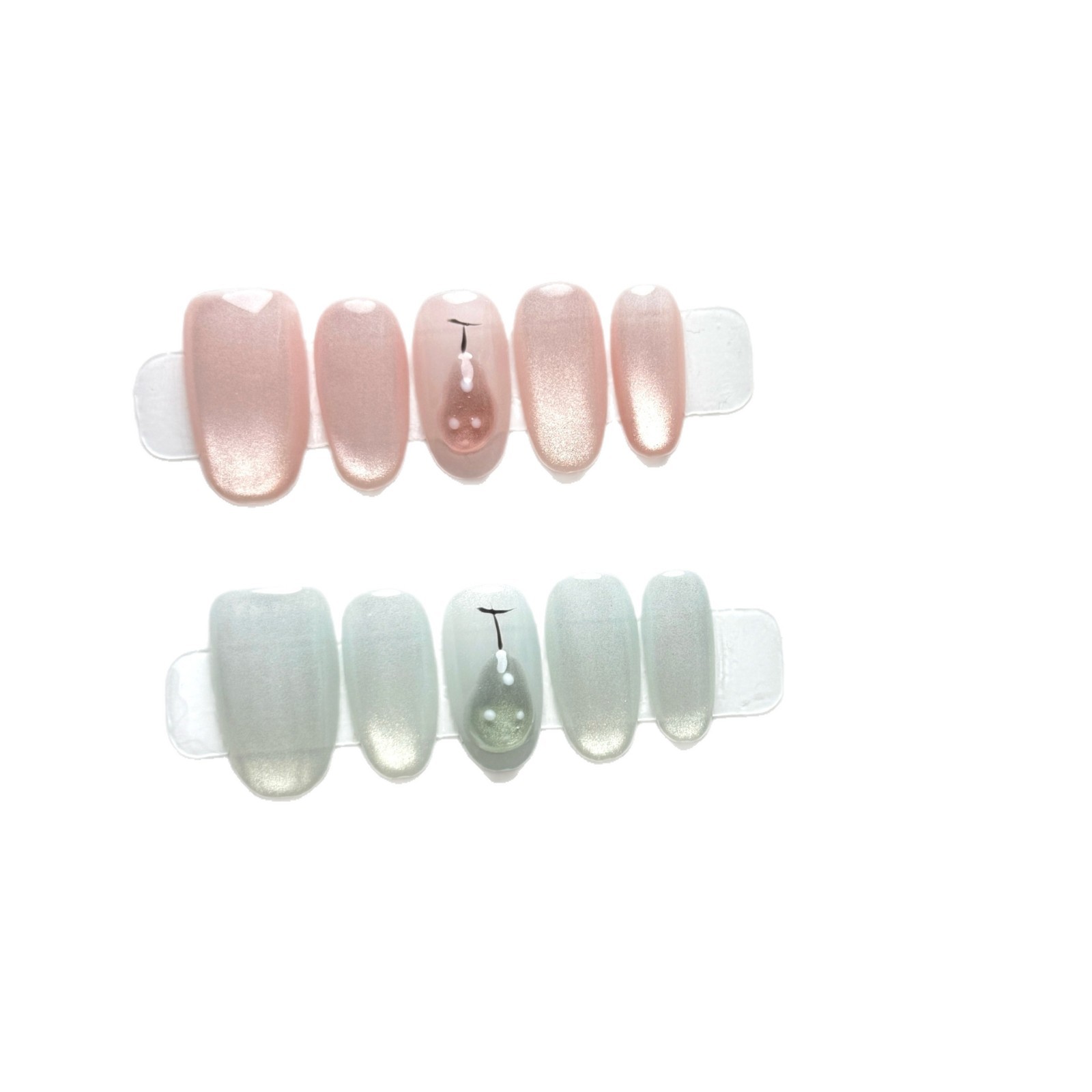 10pcs Handmade Short Oval Pres - огляд і ціна Nail Art Full Cat Eye
