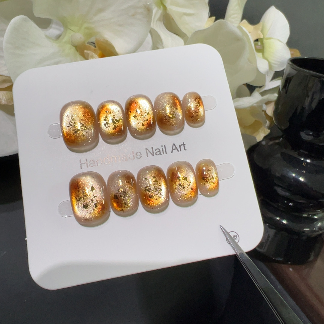 10pcs Handmade Short Press On  - огляд і ціна Nail Art Full Cat Eye