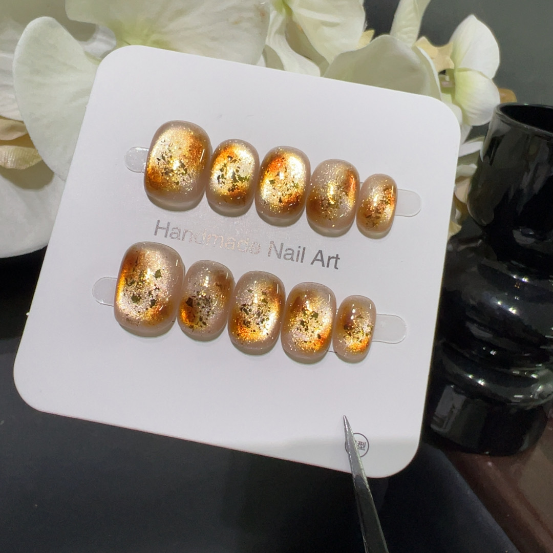 10pcs Handmade Short Press On  - огляд і ціна Nail Art Full Cat Eye
