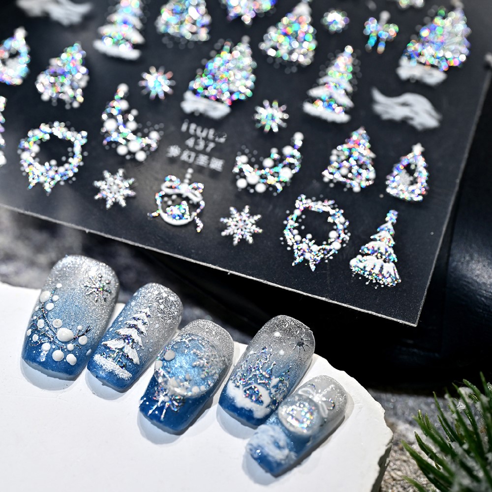 5D Embossed Gold Castle/Garlan - огляд і ціна Nail Art Xmas Stickers