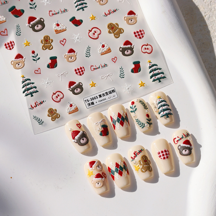 Cute Christmas Bear & Gingerbr - огляд і ціна Nail Art Xmas Stickers