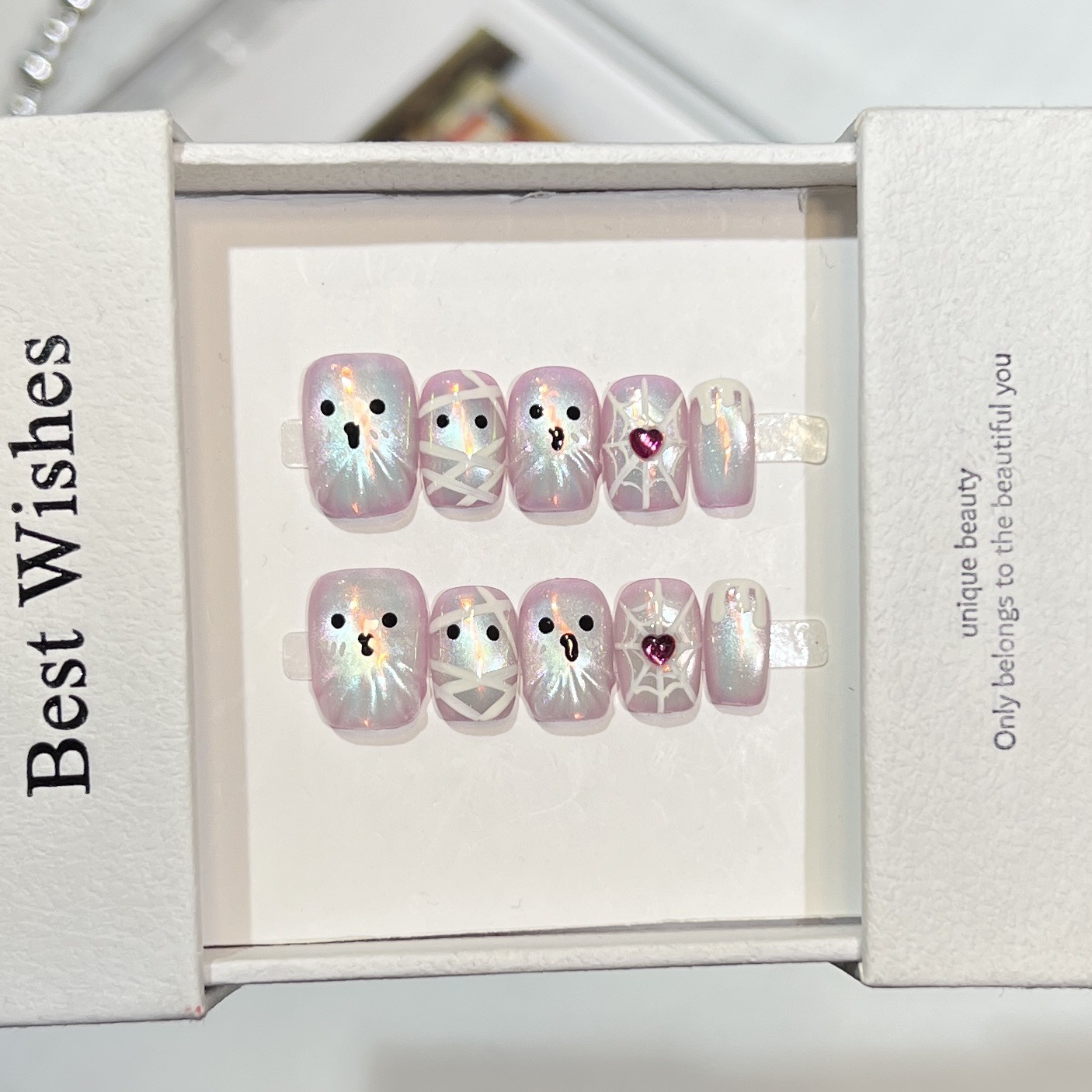 10pcs Handmade Short Press on  - огляд і ціна Nail Art Full Cat Eye