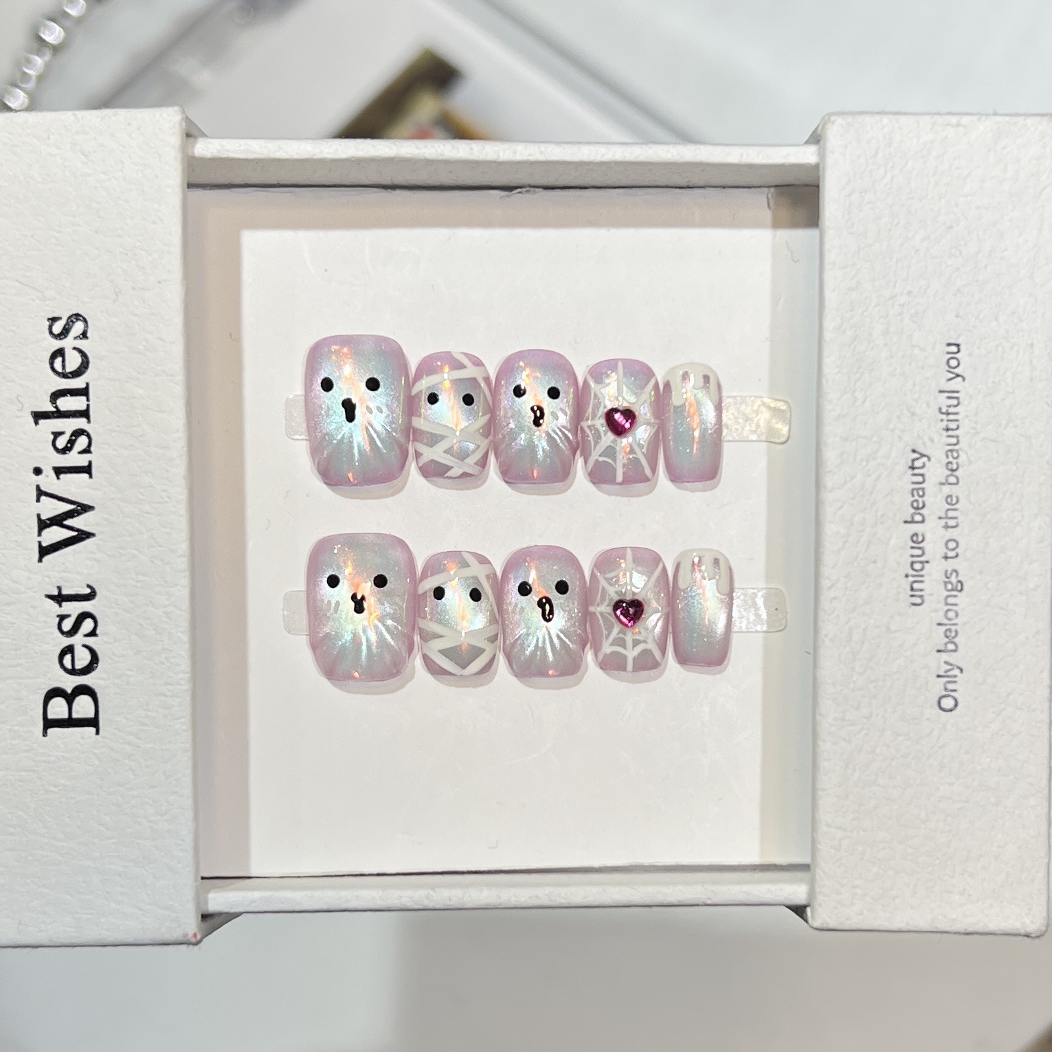 10pcs Handmade Short Press on  - огляд і ціна Nail Art Full Cat Eye