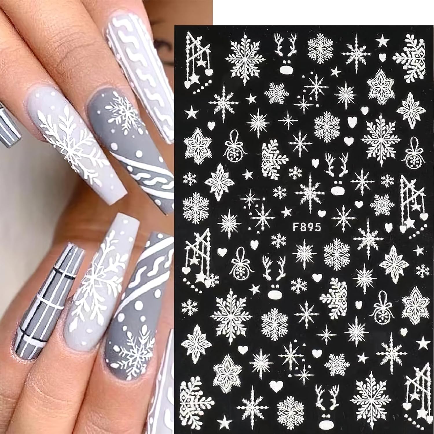 3D Snowflake Nail Art Decals W - огляд і ціна Nail Art Xmas Stickers