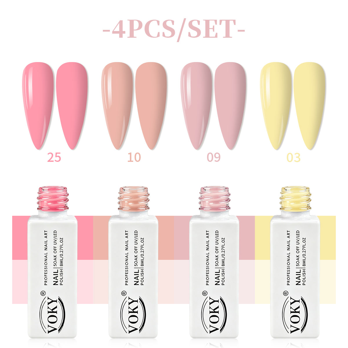 VOKY four-piece nude pink crea - огляд і ціна Nail Art Natural Pink